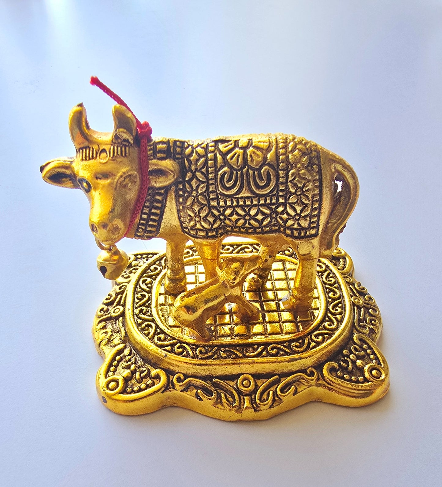 Brass Kamdhenu Cow with Calf | Small Decorative
