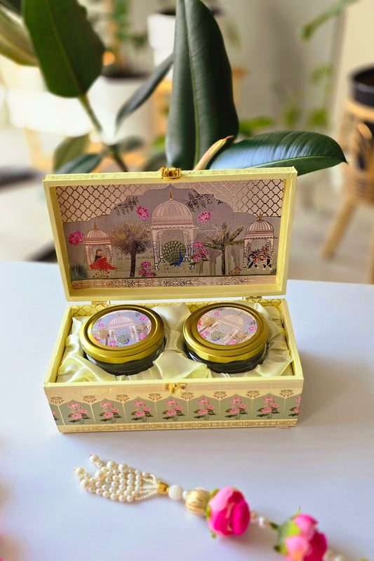 Gift Box with 2 Glass Jars - Yellow
