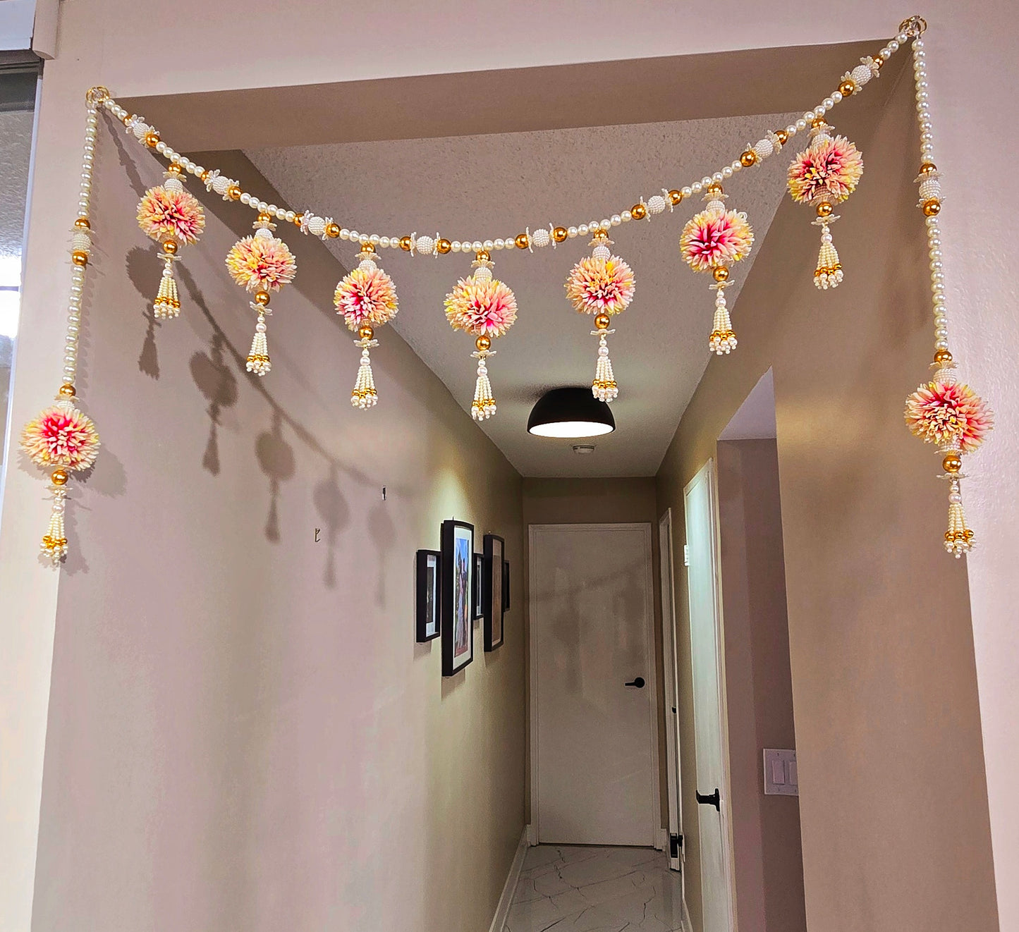 Pearl and Flower Toran Bandhanwar with Side Hangings