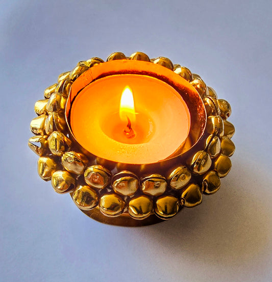 Gold Beaded ghungroo Tealight Holder