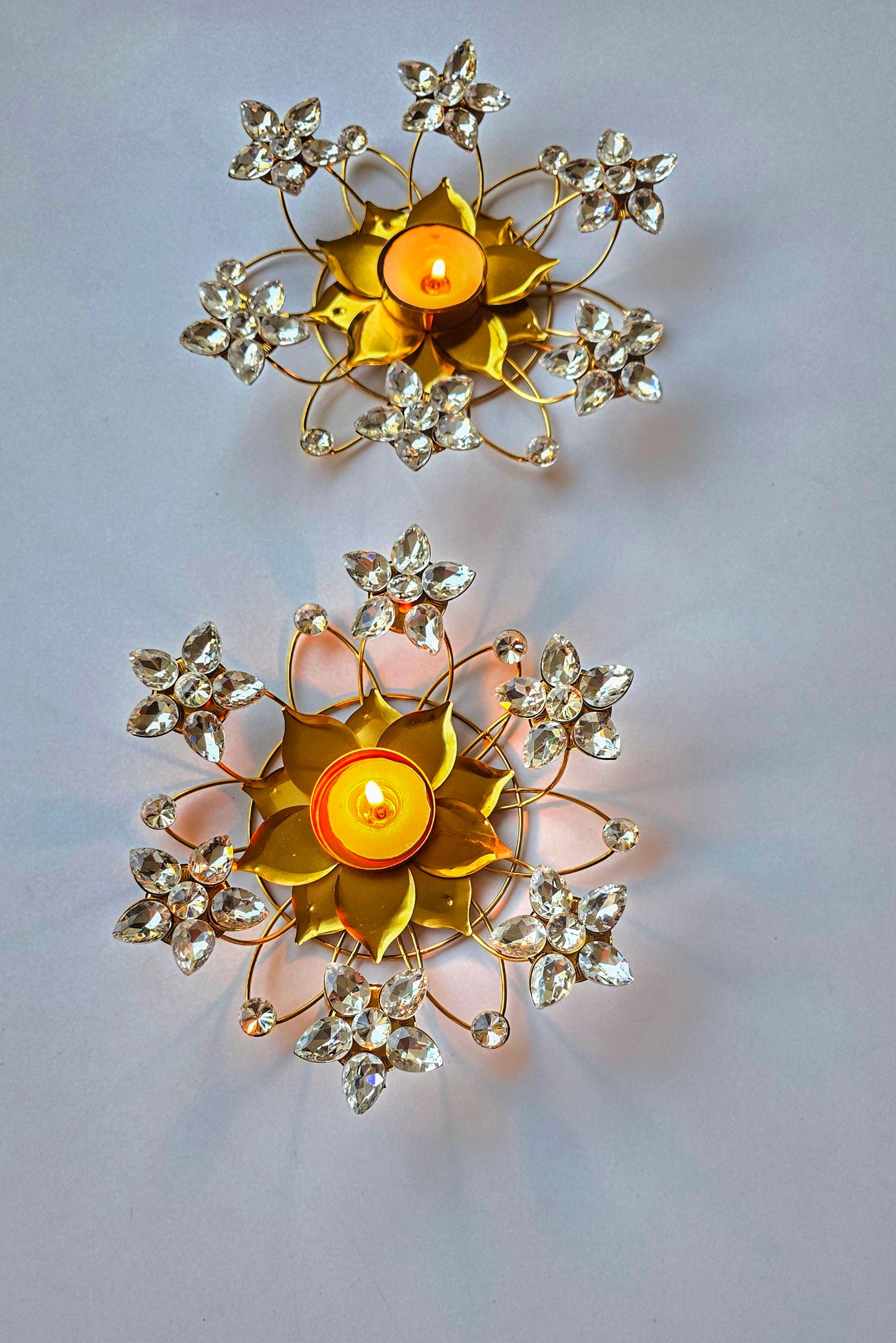 Crystal Lotus Metal Tealight Holder