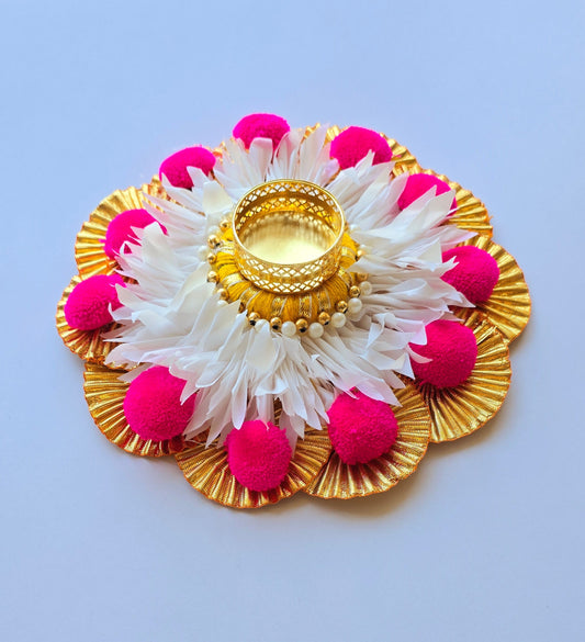 Pink & White Floral Rangoli Mat