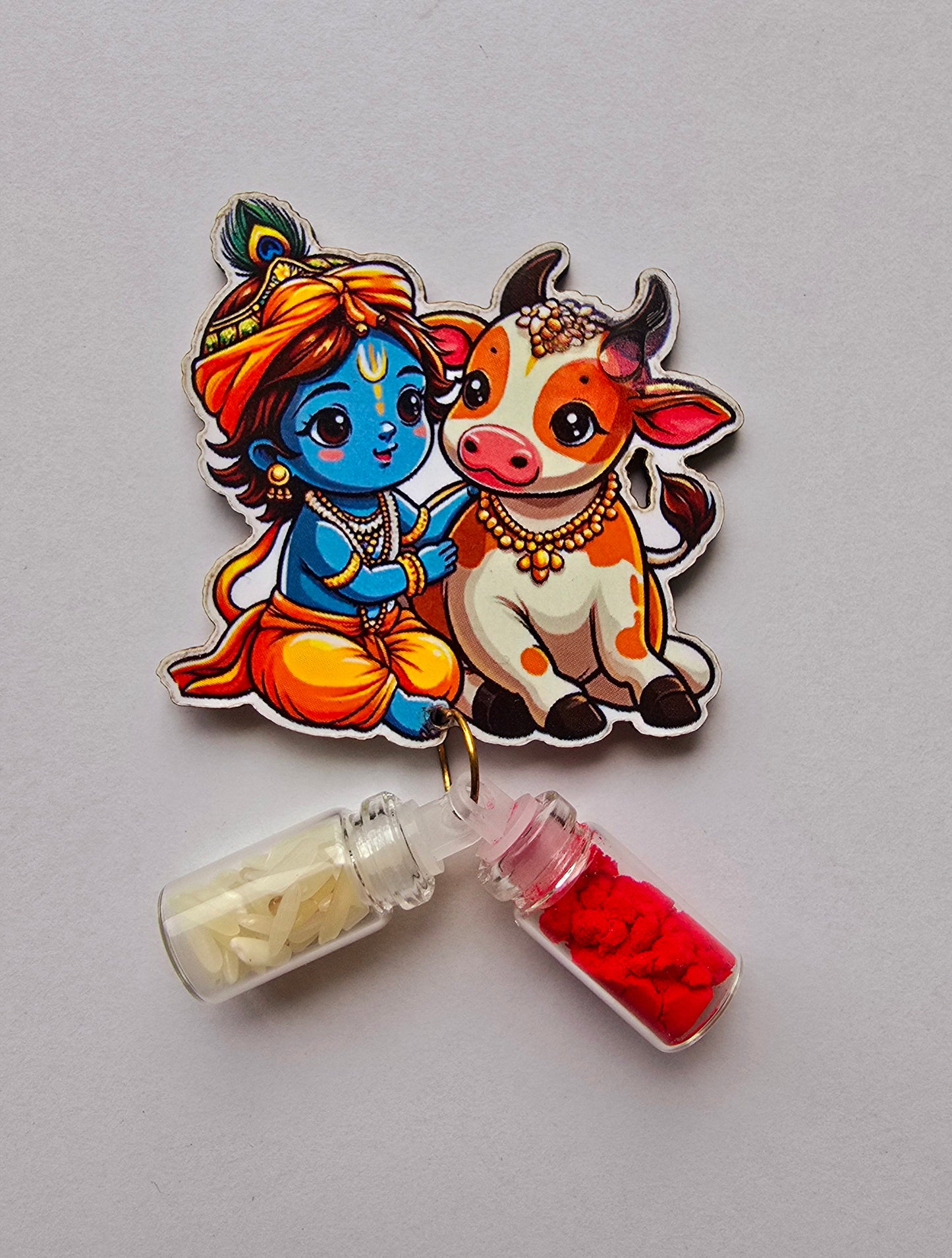 Krishna & Cow Roli Chawal Holder