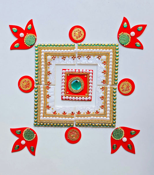 Multi-Style Rangoli Set - Swastik, Diamond, Square & Floral Designs