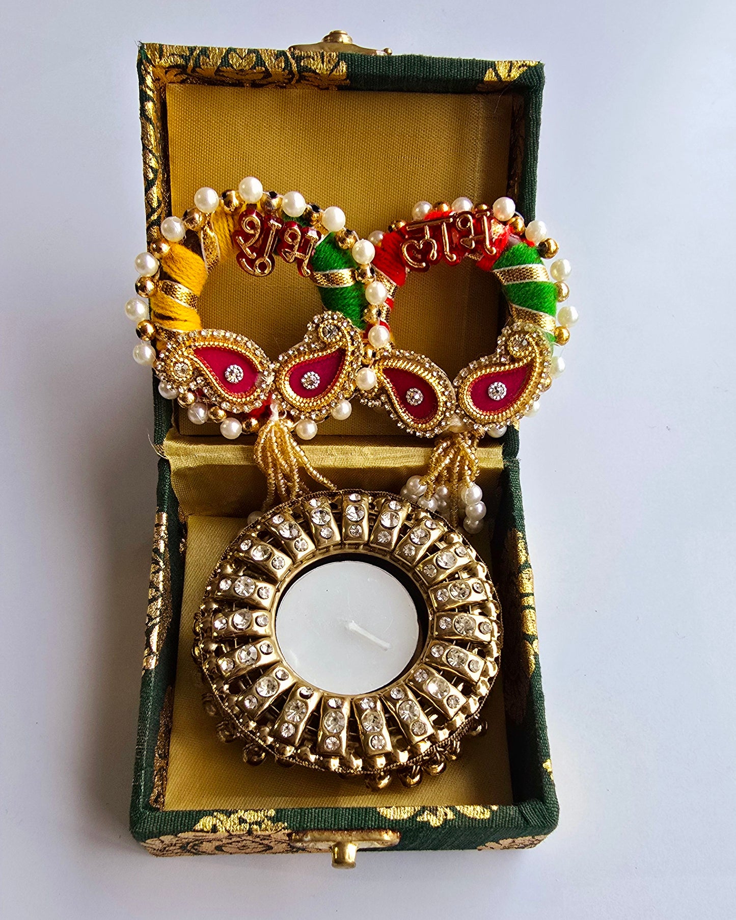 Gift Box with Shubh Labh and Tealight Candle
