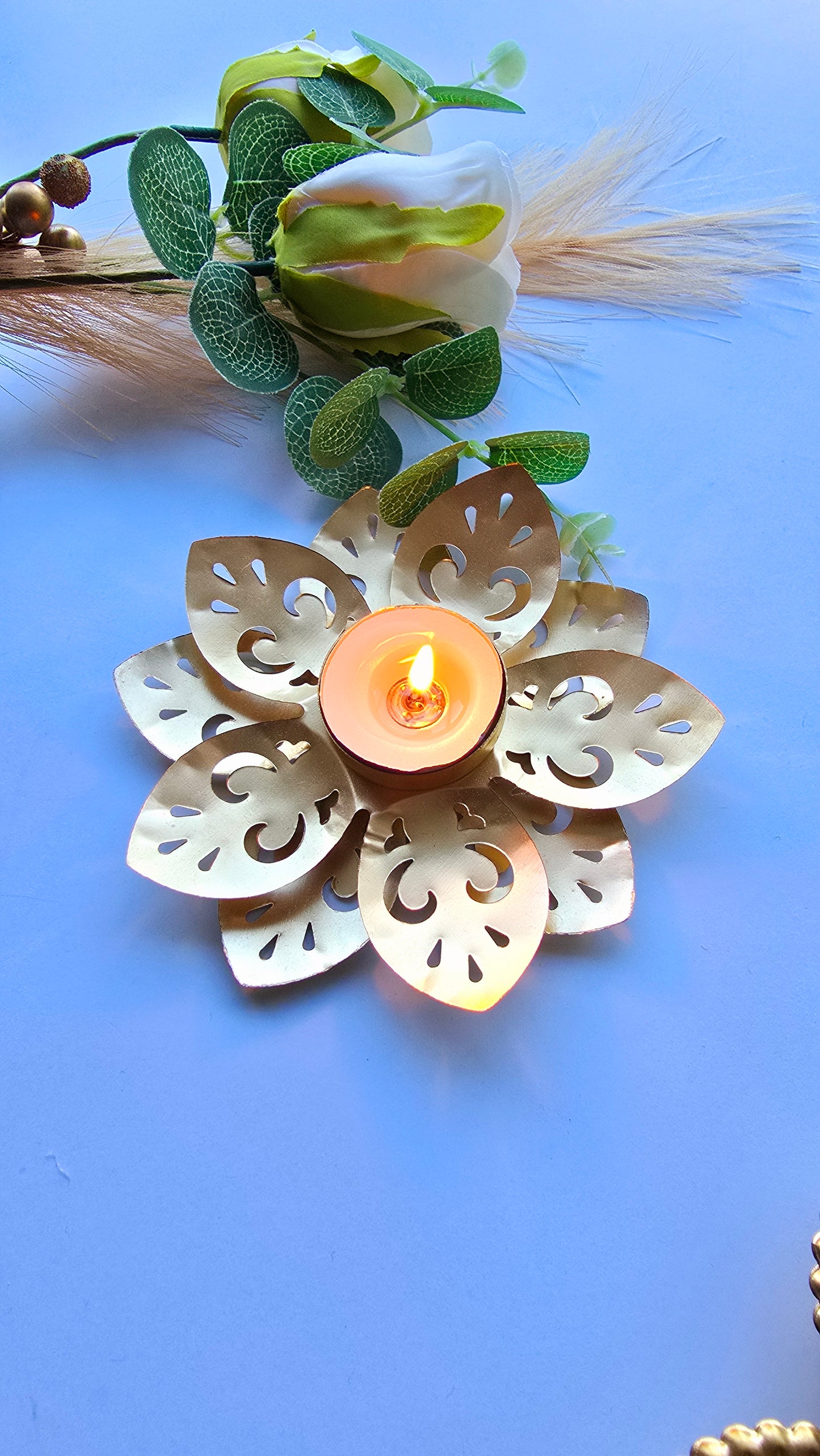 Lotus Tealight Holder – Cutwork Petal Design