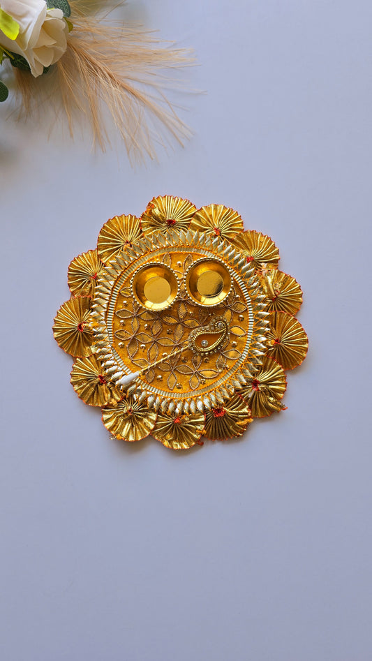 Decorated Puja Plate/Thali - (6")