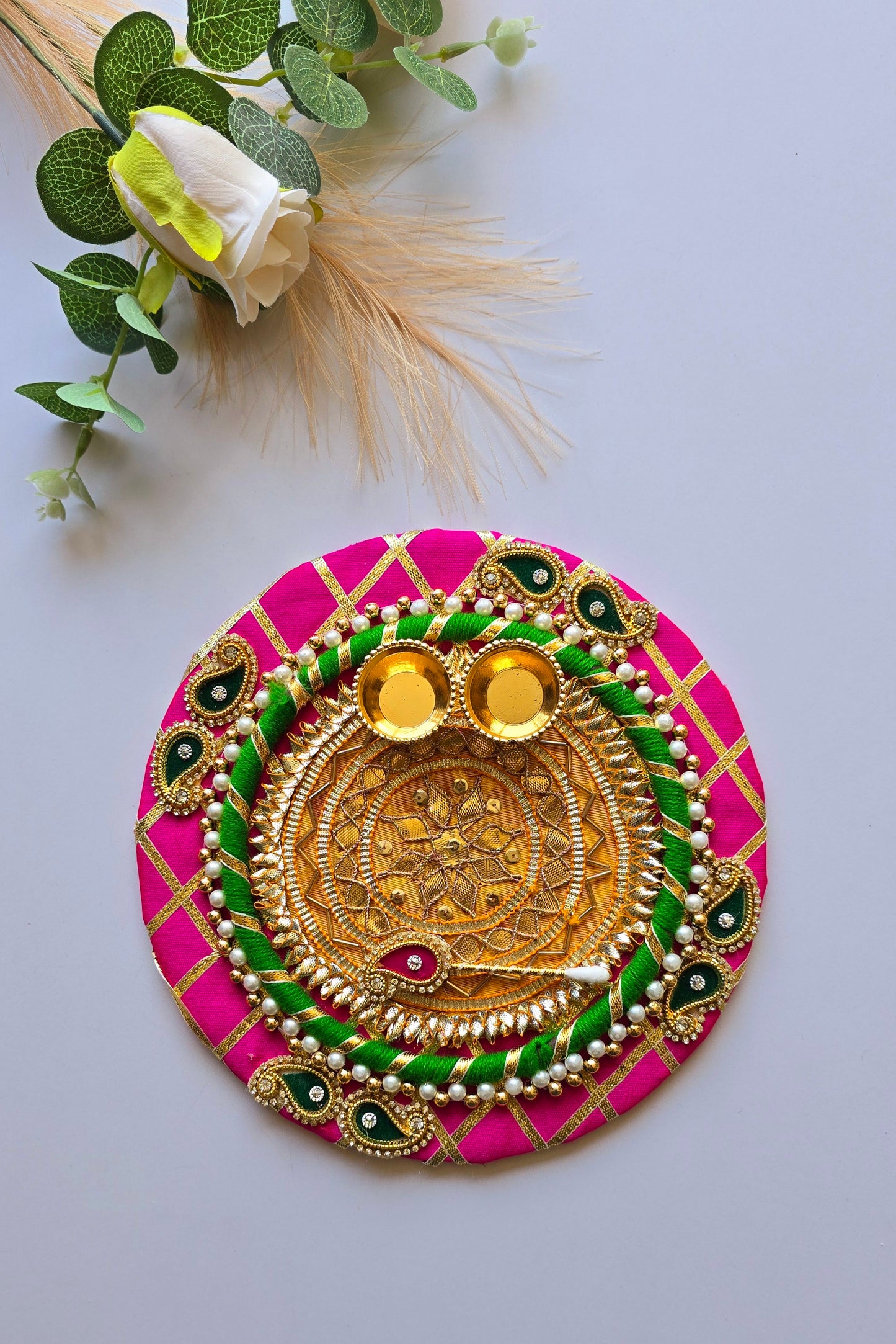 Decorated Puja Plate/Thali - (8")