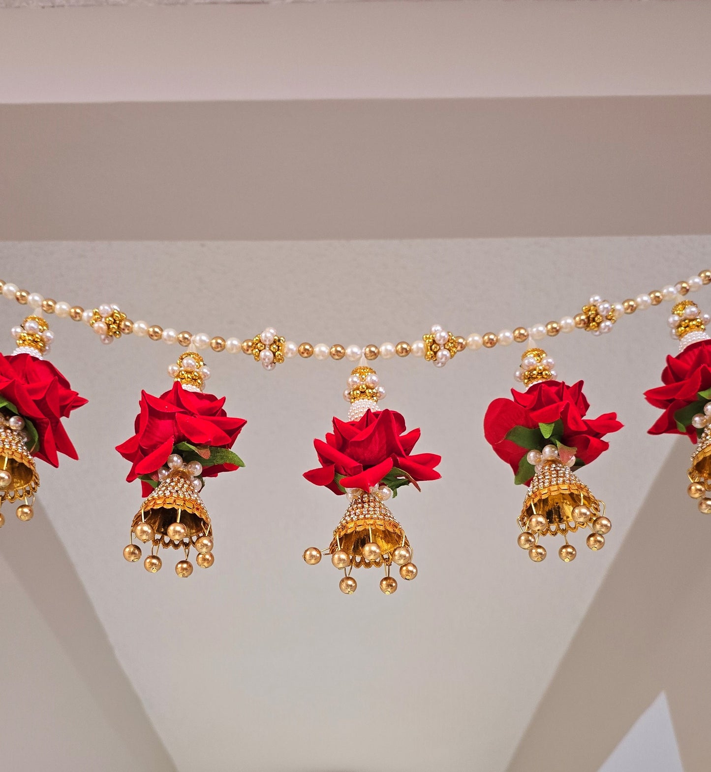 Luxurious Red Rose Toran / Bandhanwar with Side hangings