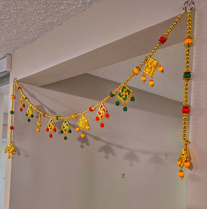 Luxury Swastik Beaded Toran / Bandhanwar with Side Hangings