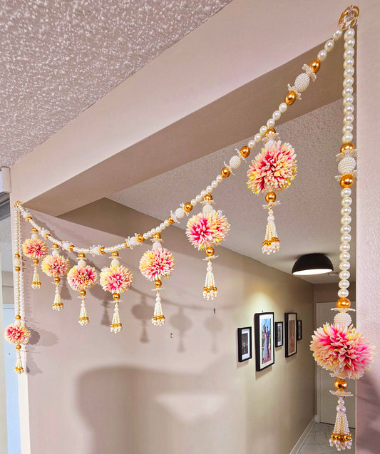 Pearl and Flower Toran Bandhanwar with Side Hangings