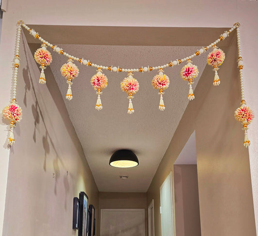 Pearl and Flower Toran Bandhanwar with Side Hangings