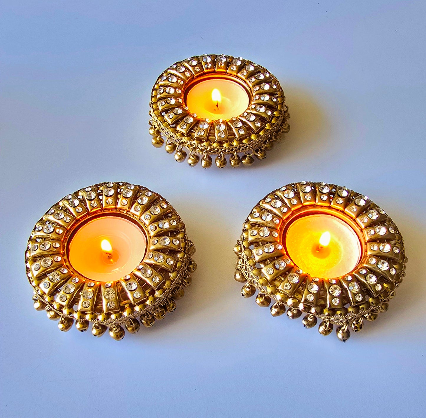 Golden Crystal ghungroo Tealight Holder