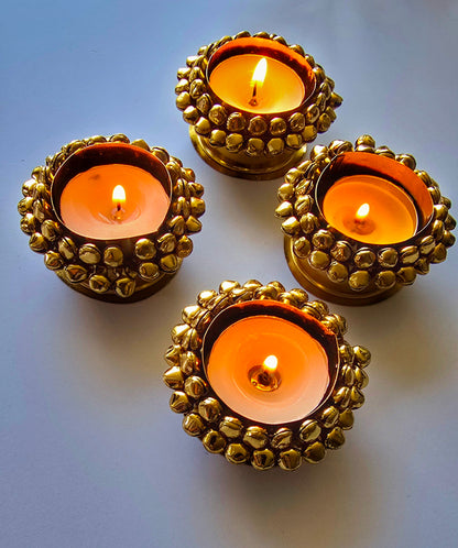Gold Beaded ghungroo Tealight Holder