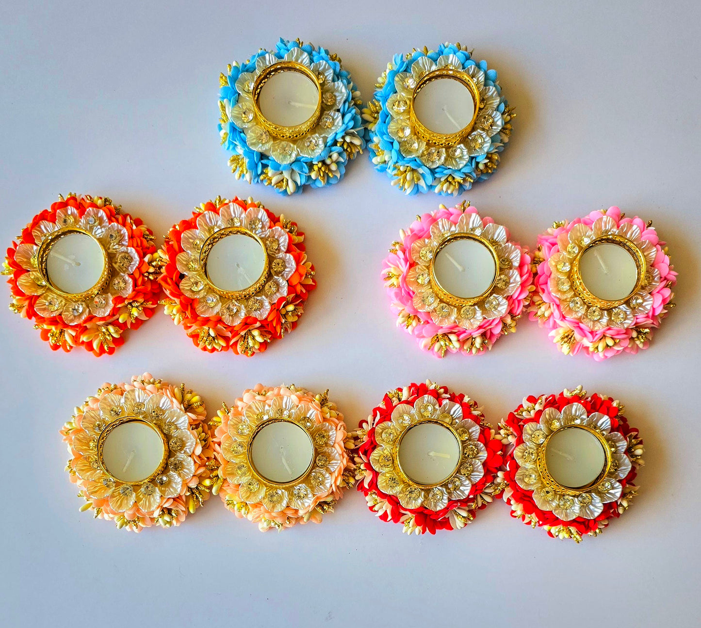Floral Tea Light Holder - Pair