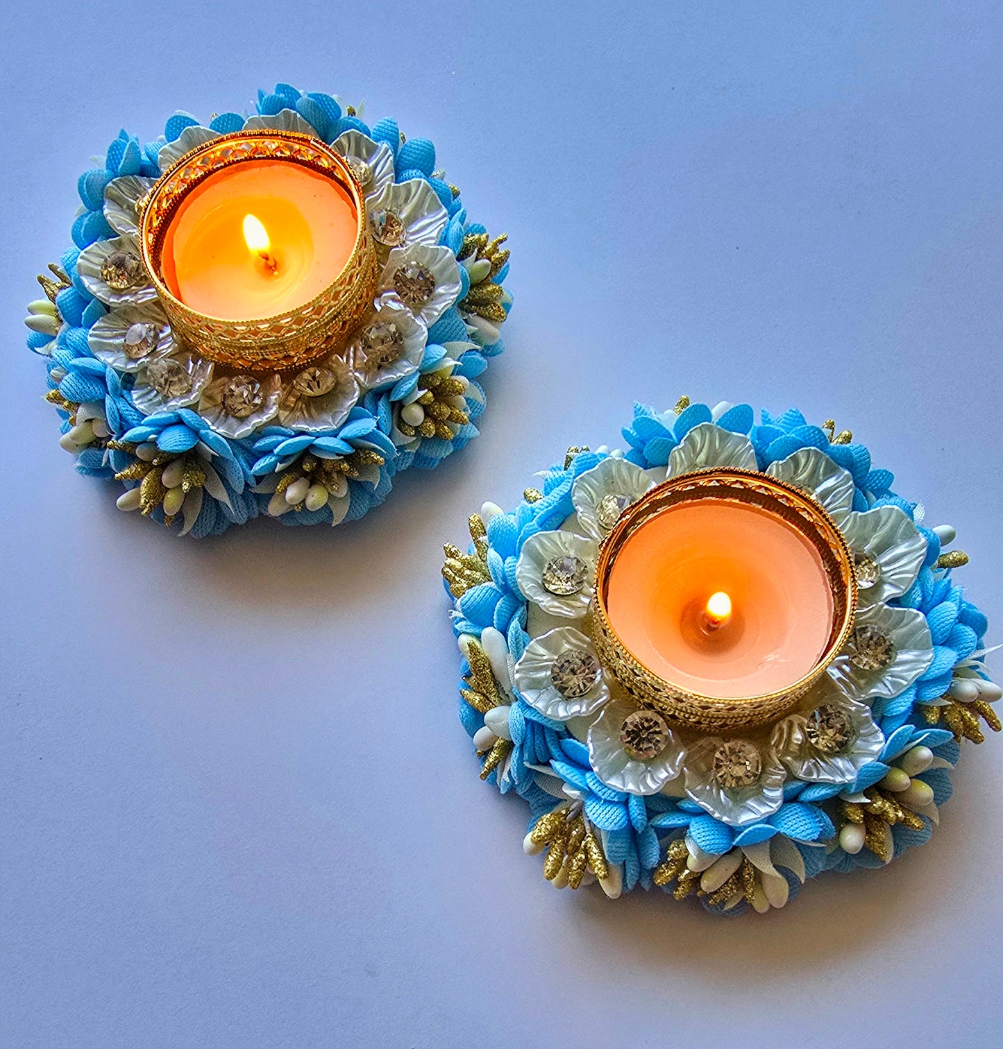 Floral Tea Light Holder - Pair