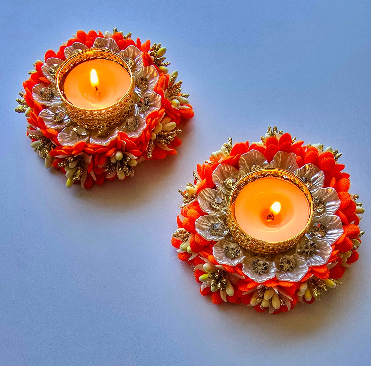 Floral Tea Light Holder - Pair