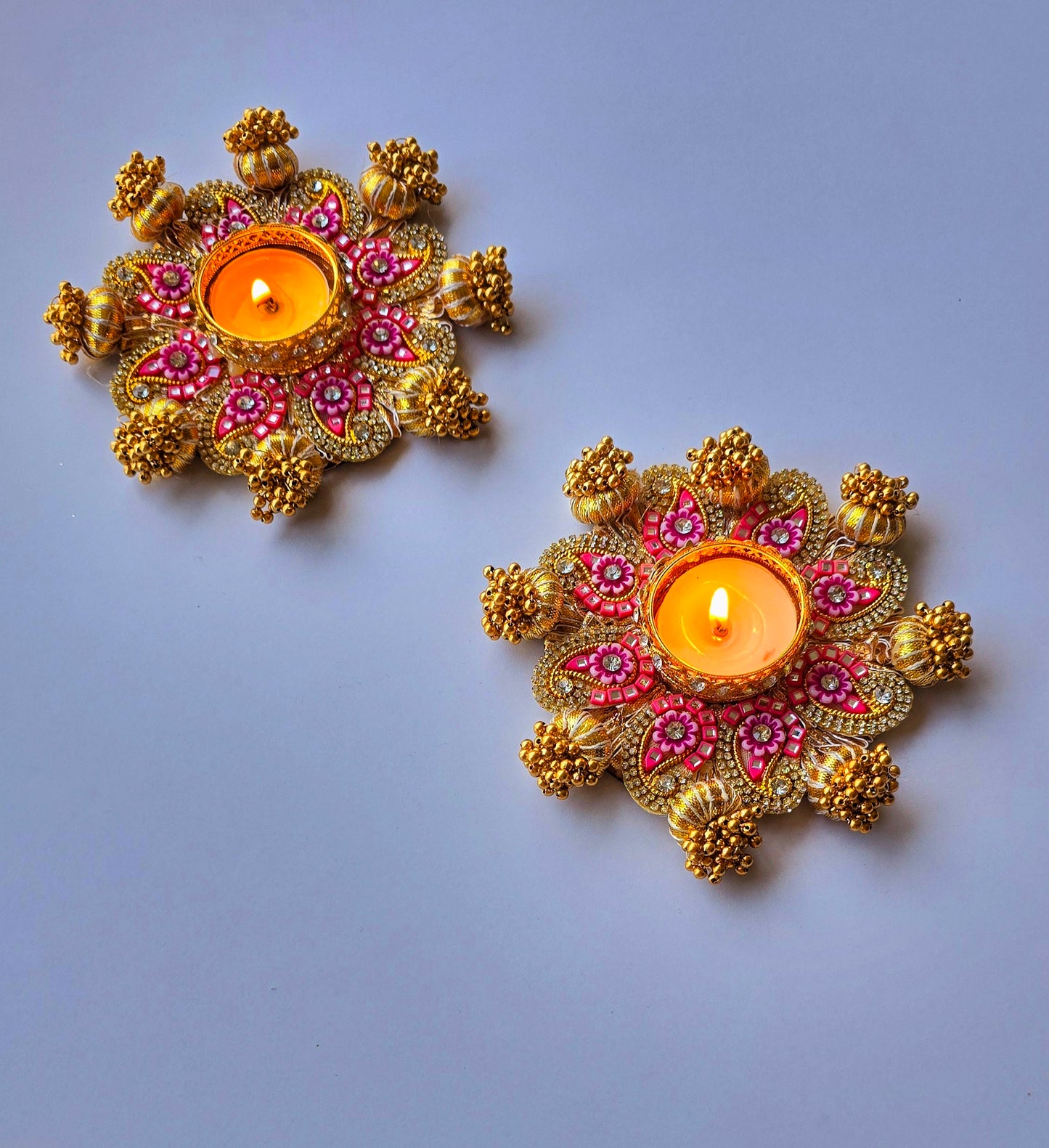Floral Designer Tea Light Holder - Pair