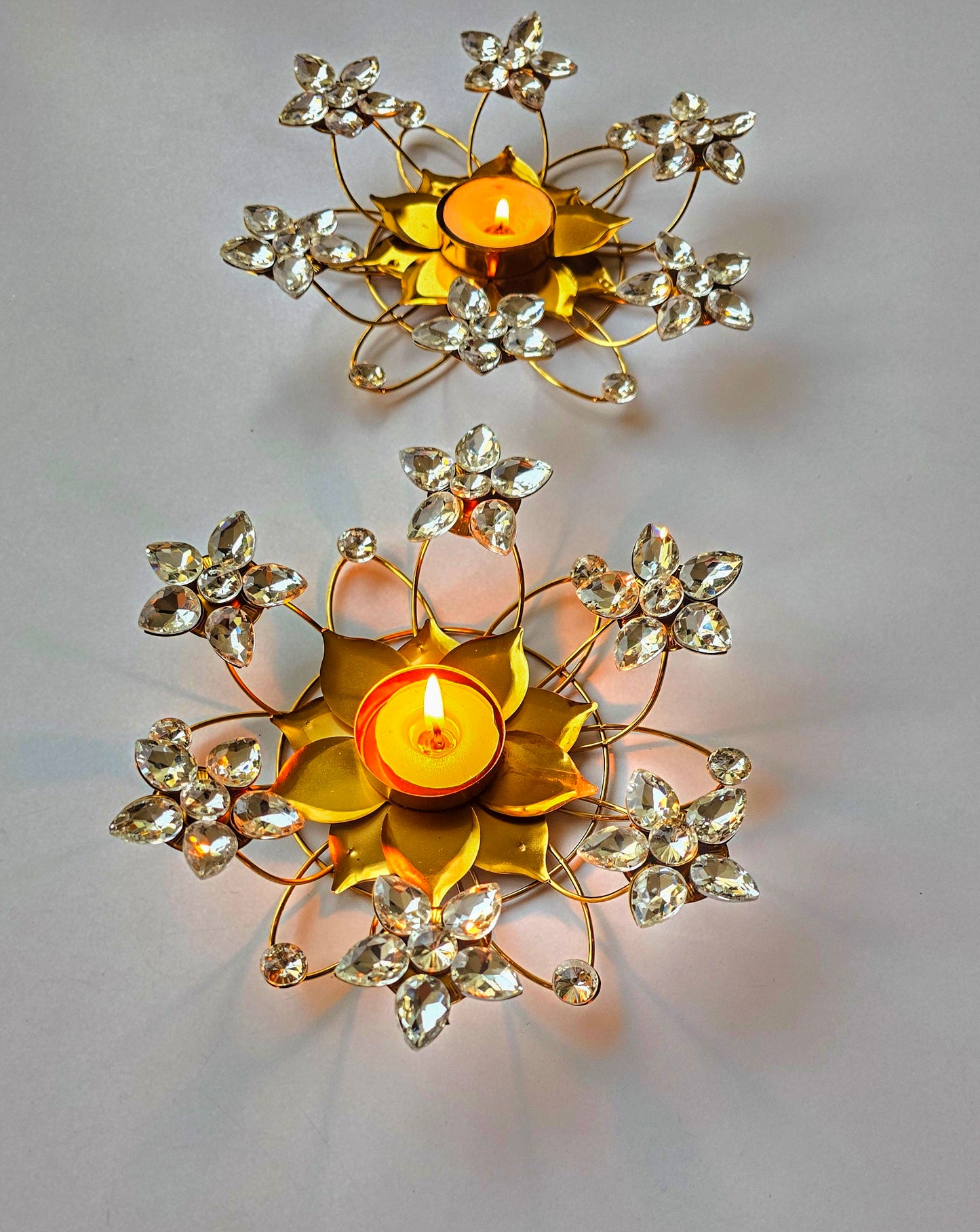 Crystal Lotus Metal Tealight Holder