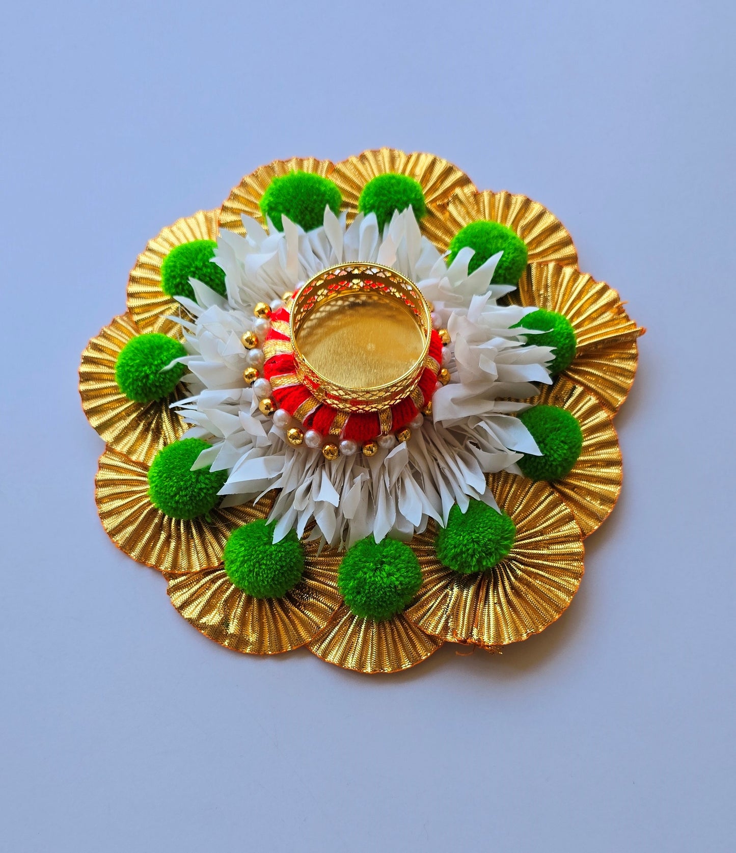 Golden & Green Floral Rangoli Mat