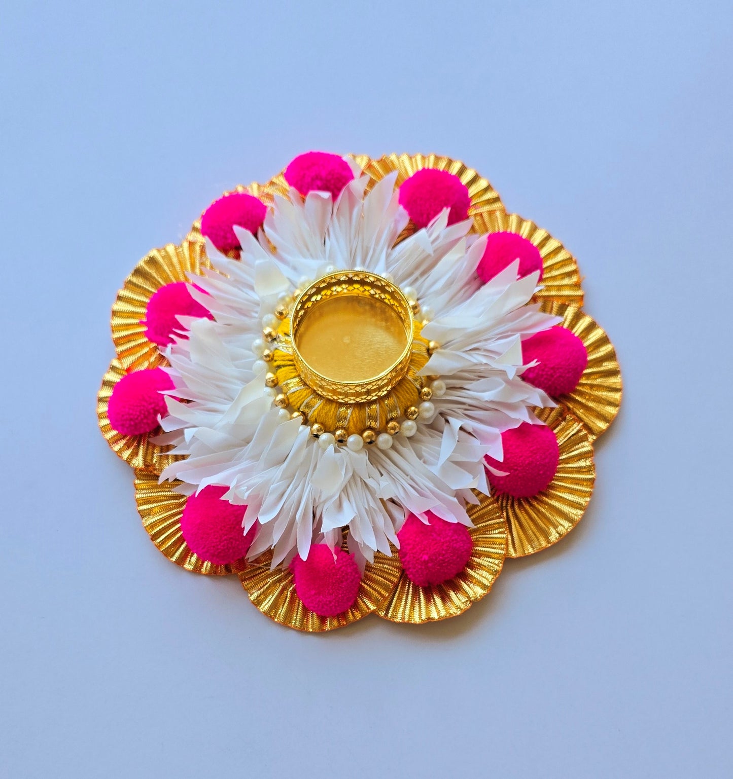 Pink & White Floral Rangoli Mat