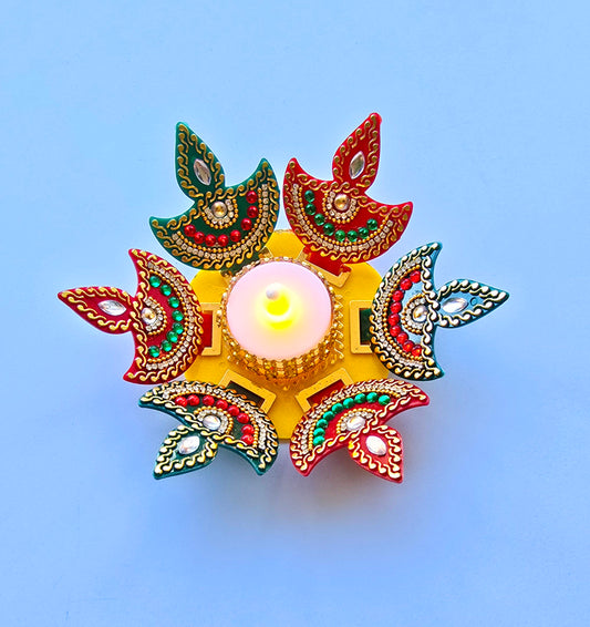 Acrylic Diya Rangoli with LED Tealight