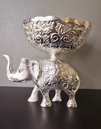 German Silver Elephant Bowl Gift Set – Premium Decorative Elephant with Velvet Box
