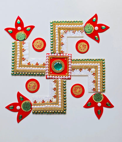 Multi-Style Rangoli Set - Swastik, Diamond, Square & Floral Designs