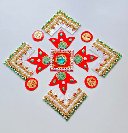 Multi-Style Rangoli Set - Swastik, Diamond, Square & Floral Designs