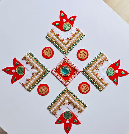Multi-Style Rangoli Set - Swastik, Diamond, Square & Floral Designs