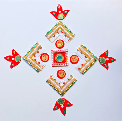 Multi-Style Rangoli Set - Swastik, Diamond, Square & Floral Designs