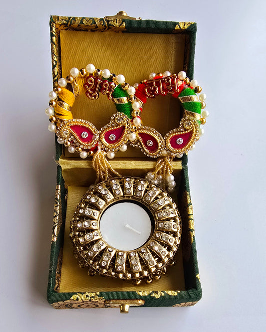 Gift Box with Shubh Labh and Tealight Candle
