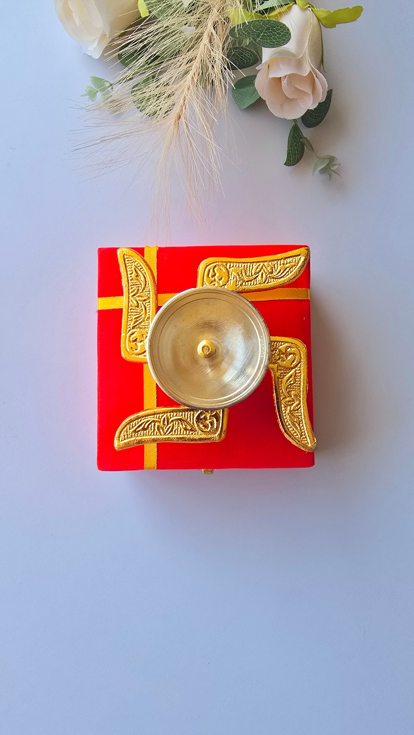 Swastik Diya with Gift Box - Brass
