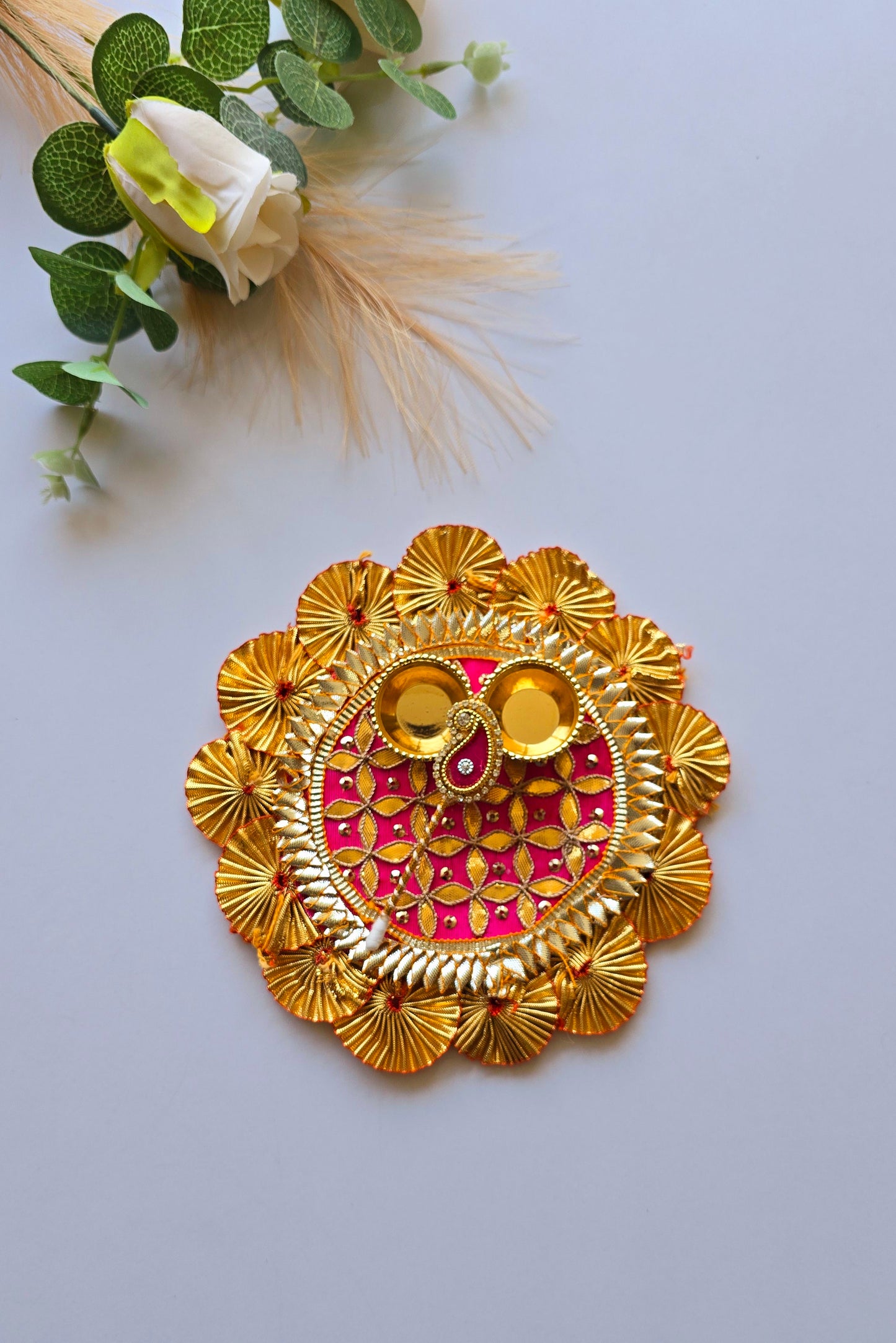 Decorated Puja Plate/Thali - (6")
