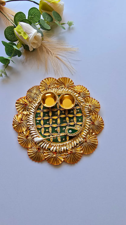Decorated Puja Plate/Thali - (6")