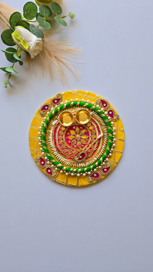 Decorated Puja Plate/Thali - (8")