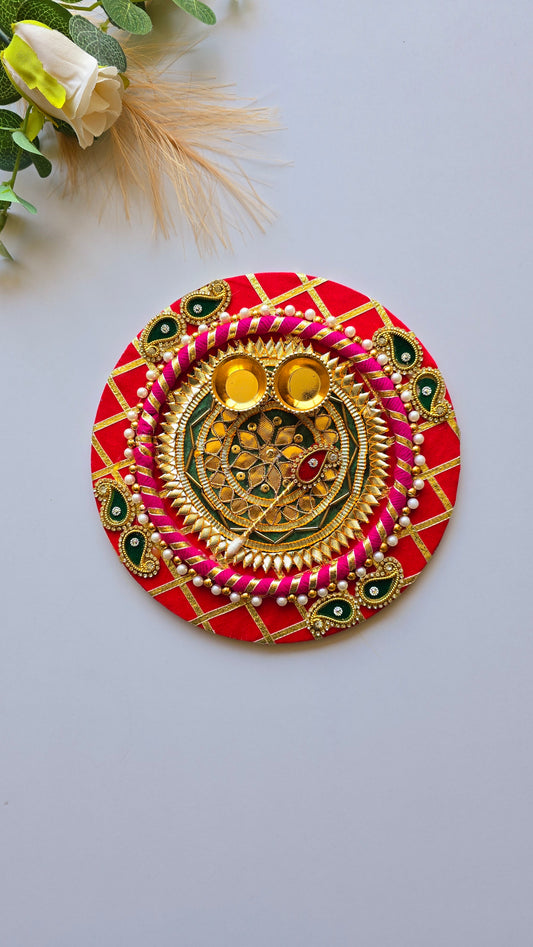 Decorated Puja Plate/Thali - (8")