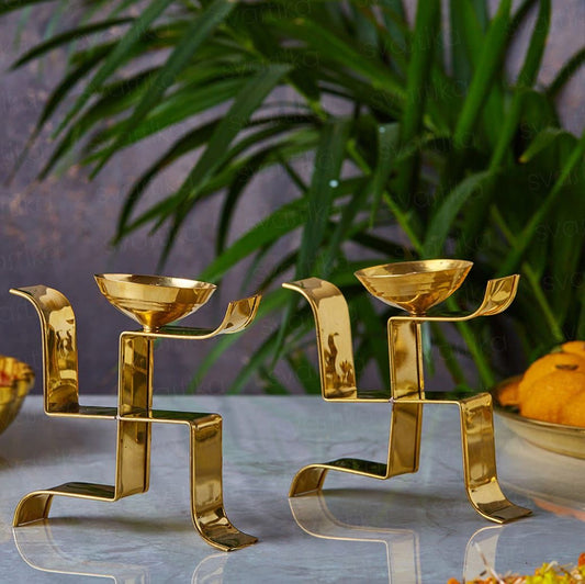 Brass Swastik Diya